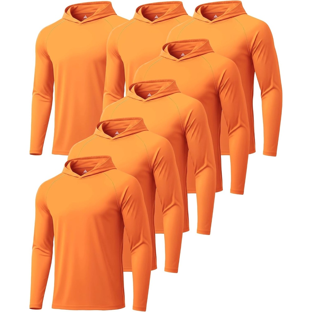 image:imageZITY 5 Pack Mens UPF 50 Hoodie Shirts Sun Protection Athletic Fast Dry Lightweight Rashguard for Fishing Hiking Workout7 Pack 7pcs Orange