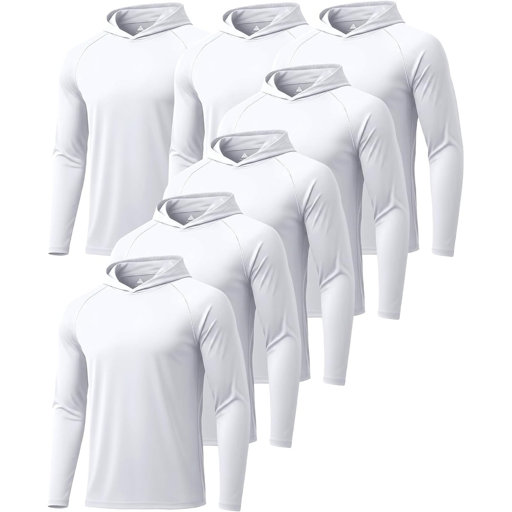 image:imageZITY 5 Pack Mens UPF 50 Hoodie Shirts Sun Protection Athletic Fast Dry Lightweight Rashguard for Fishing Hiking Workout7 Pack 7pcs White