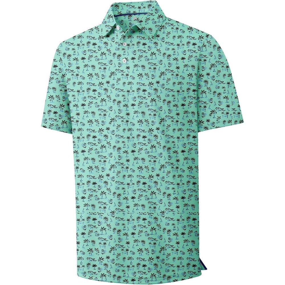 image:imageZITY Mens Golf Polo Shirt Short Sleeve Performance Moisture Wicking Collared Print Shirt for Golf and Casual WearXlight Green Beach