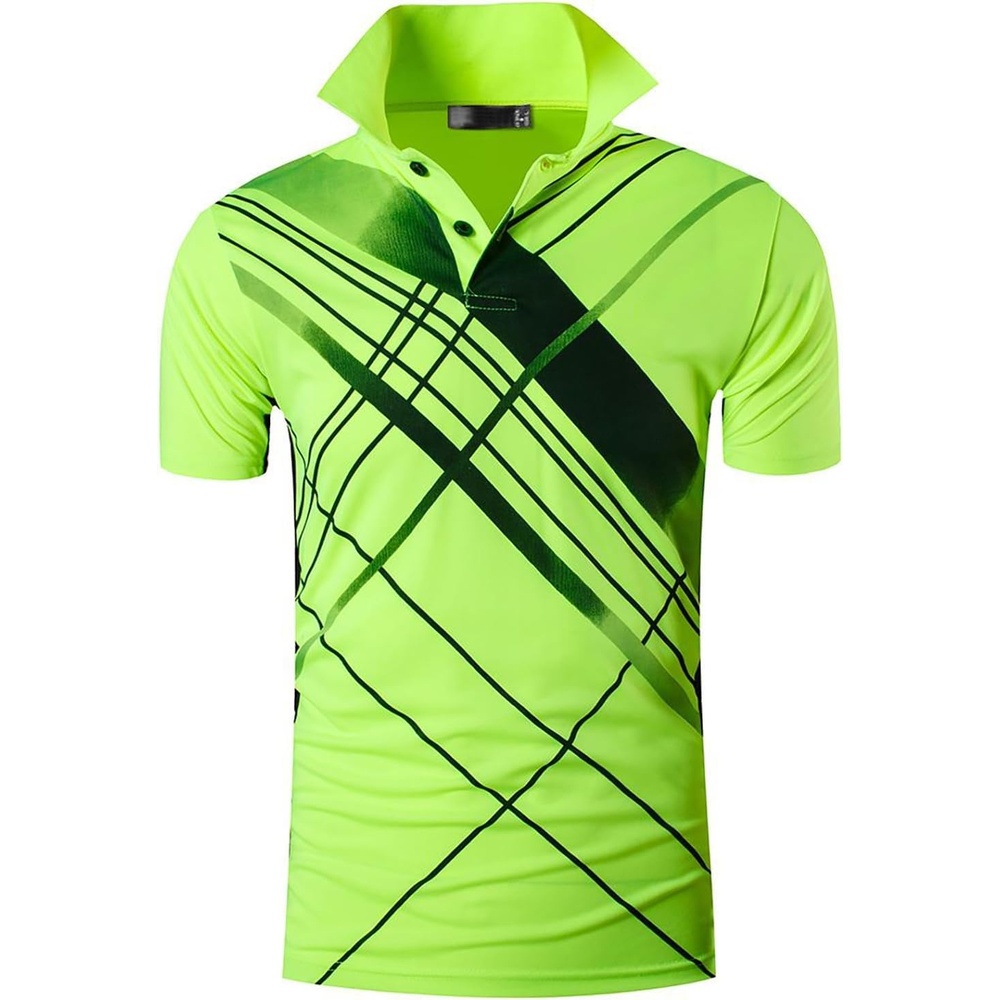 image:imageZITY Mens Golf Shirt Short Sleeve Performance Athletic Sport Moisture Wicking Tennis Print Tee Collared Polo Shirts for MenLgreen