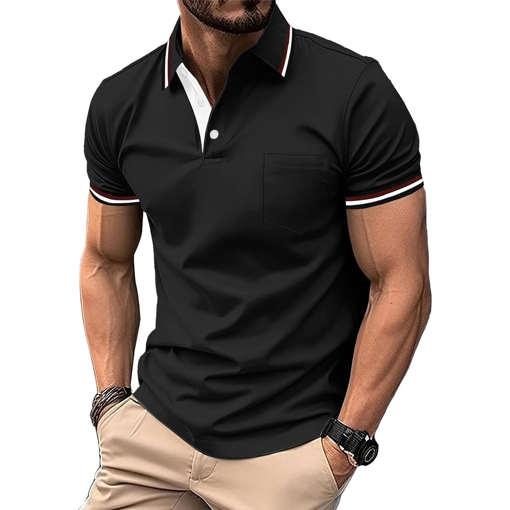 image:imageZITY Mens Polo Shirts Short Sleeve Casual Collared Shirts Moisture Wicking Athletic Work Golf Shirts for Men with PocketDark Grey