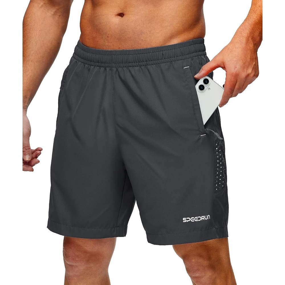 image:imageZITY Mens Quick Dry Athletic Shorts 7 Lightweight Running Gym Outdoor Hiking Shorts with 3 Zipper PocketsDark Grey