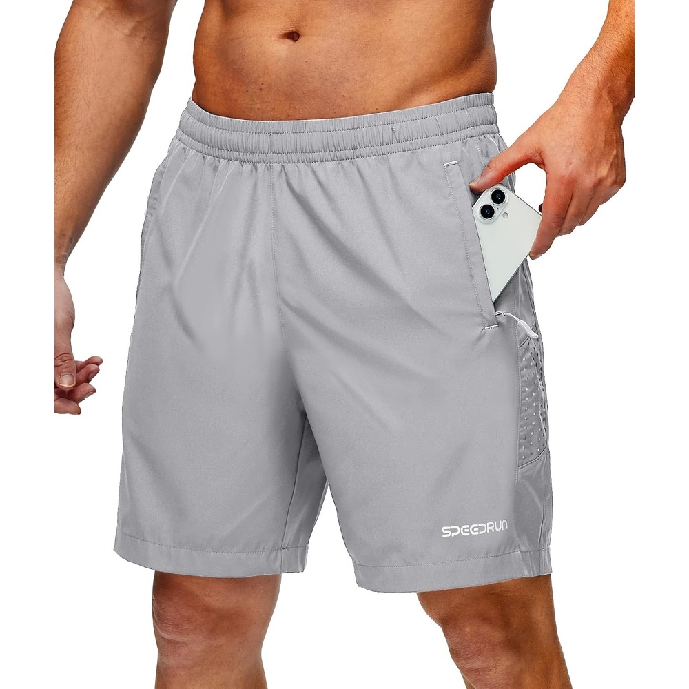 image:imageZITY Mens Quick Dry Athletic Shorts 7 Lightweight Running Gym Outdoor Hiking Shorts with 3 Zipper PocketsGrey