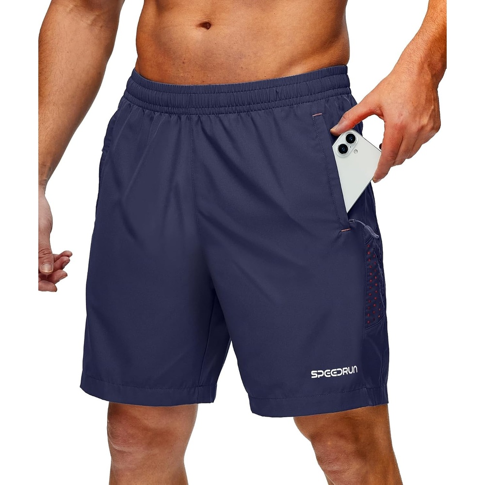 image:imageZITY Mens Quick Dry Athletic Shorts 7 Lightweight Running Gym Outdoor Hiking Shorts with 3 Zipper PocketsNavy