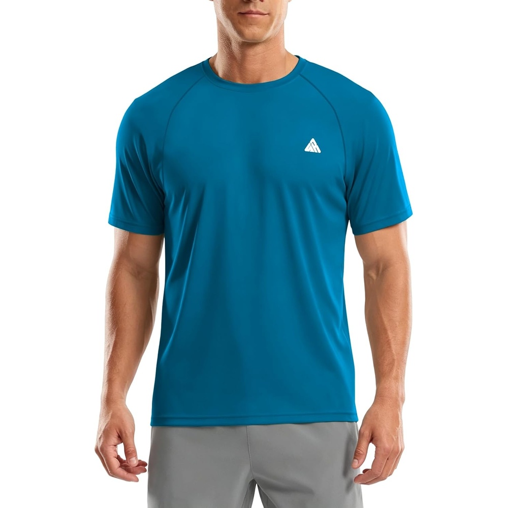 image:imageZITY Mens Swim Shirt Short Sleeve UPF 50 Fishing Rash Guard TShirts Quick Dry Workout Running ShirtsBlue