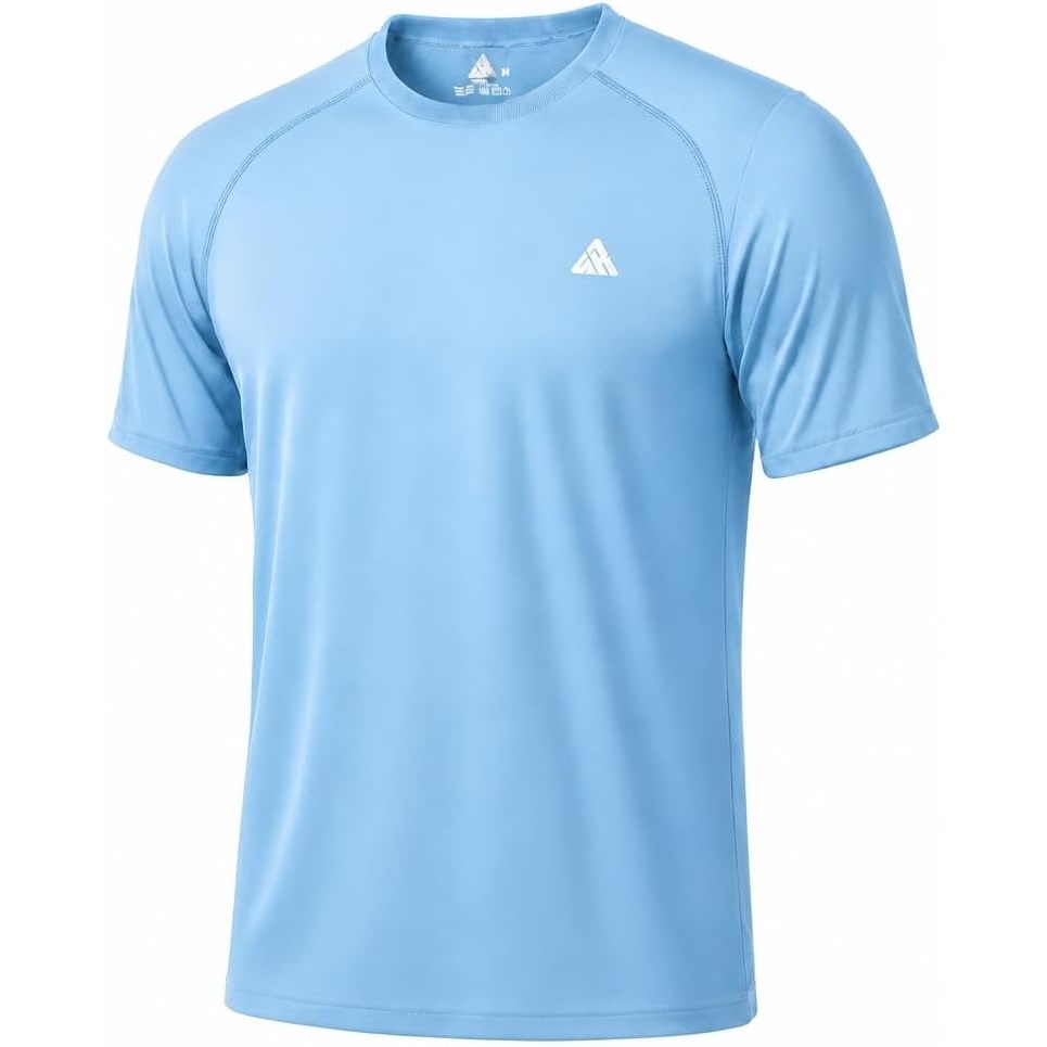 image:imageZITY Mens Swim Shirt Short Sleeve UPF 50 Fishing Rash Guard TShirts Quick Dry Workout Running ShirtsLight Blue