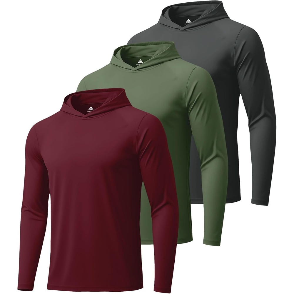 image:imageZITY Sun Hoodie Mens Hooded UPF 50 Long Sleeve UV Protection Shirts for Men Fishing Shirts for Men with Hood Mens Shirts 3 Pack