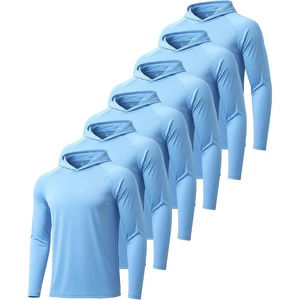 ZITY 3 Pack Men’s Sun Protection Hoodie Shirt Fishing Shirts for Men UPF 50+ Long Sleeve Shirt Lightweight Rash Guard(6pcs Light Blue)