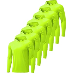 ZITY 3 Pack Men’s Sun Protection Hoodie Shirt Fishing Shirts for Men UPF 50+ Long Sleeve Shirt Lightweight Rash Guard(6pcs Neon Green)
