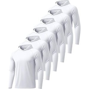 ZITY 3 Pack Men’s Sun Protection Hoodie Shirt Fishing Shirts for Men UPF 50+ Long Sleeve Shirt Lightweight Rash Guard(6pcs White)