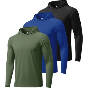 ZITY 3 Pack Men’s UPF 50+ Sun Protection Hoodie Shirt Long Sleeve Shirt Fishing Shirts for Men Lightweight Rash Guard(3 Pack-olive Night / Royal Blue / Black)