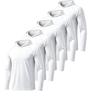 ZITY 5 Pack Mens UPF 50+ Hoodie Shirts Sun Protection Athletic Fast Dry Lightweight Rashguard for Fishing Hiking Workout(5 Pack: 5pcs White)