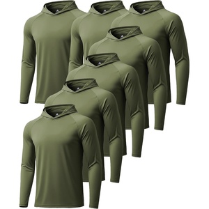 ZITY 5 Pack Mens UPF 50+ Hoodie Shirts Sun Protection Athletic Fast Dry Lightweight Rashguard for Fishing Hiking Workout(7 Pack: 7pcs Army Green)