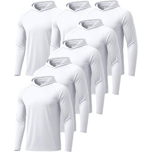 ZITY 5 Pack Mens UPF 50+ Hoodie Shirts Sun Protection Athletic Fast Dry Lightweight Rashguard for Fishing Hiking Workout(7 Pack: 7pcs White)