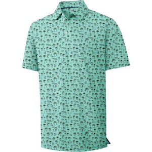 ZITY Men’s Golf Polo Shirt Short Sleeve Performance Moisture Wicking Collared Print Shirt for Golf and Casual Wear(X-light Green Beach)