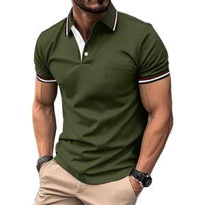 ZITY Mens Polo Shirts Short Sleeve Casual Collared Shirts Moisture Wicking Athletic Work Golf Shirts for Men with Pocket(Army Green)