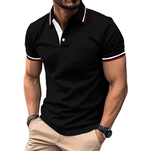 ZITY Mens Polo Shirts Short Sleeve Casual Collared Shirts Moisture Wicking Athletic Work Golf Shirts for Men with Pocket(Black)