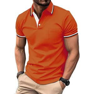 ZITY Mens Polo Shirts Short Sleeve Casual Collared Shirts Moisture Wicking Athletic Work Golf Shirts for Men with Pocket(Deep Orange)