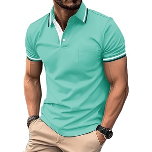 ZITY Mens Polo Shirts Short Sleeve Casual Collared Shirts Moisture Wicking Athletic Work Golf Shirts for Men with Pocket(Emerald Blue)