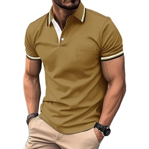ZITY Mens Polo Shirts Short Sleeve Casual Collared Shirts Moisture Wicking Athletic Work Golf Shirts for Men with Pocket(Khaki)