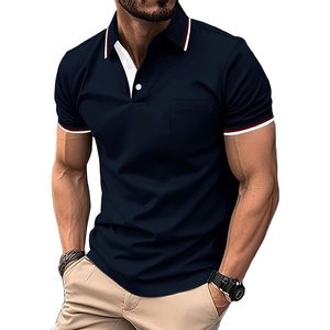 ZITY Mens Polo Shirts Short Sleeve Casual Collared Shirts Moisture Wicking Athletic Work Golf Shirts for Men with Pocket(Navy)