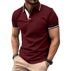 ZITY Mens Polo Shirts Short Sleeve Casual Collared Shirts Moisture Wicking Athletic Work Golf Shirts for Men with Pocket(Wine Red)