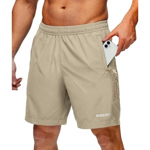 ZITY Men’s Quick Dry Athletic Shorts 7″ Lightweight Running Gym Outdoor Hiking Shorts with 3 Zipper Pockets(Khaki)