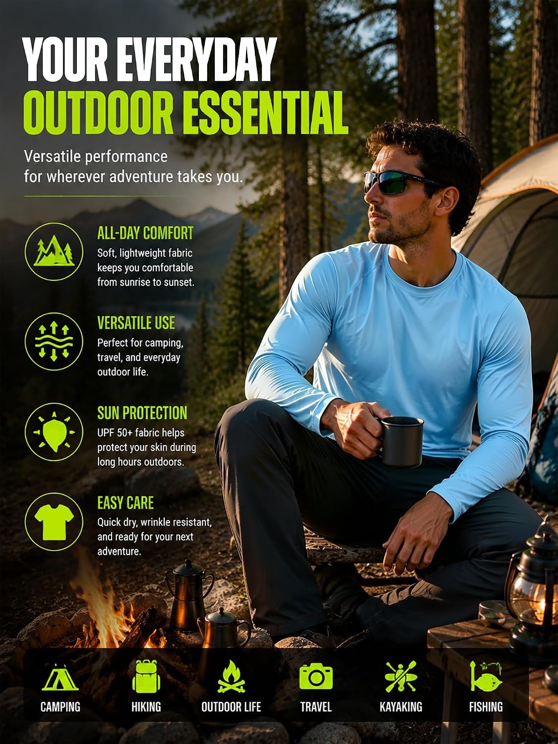 image:image2Pack Long Sleeve Shirts for Men UV Protection Shirt UPF Fishing Cooling Shirt Sun Shirts for Men