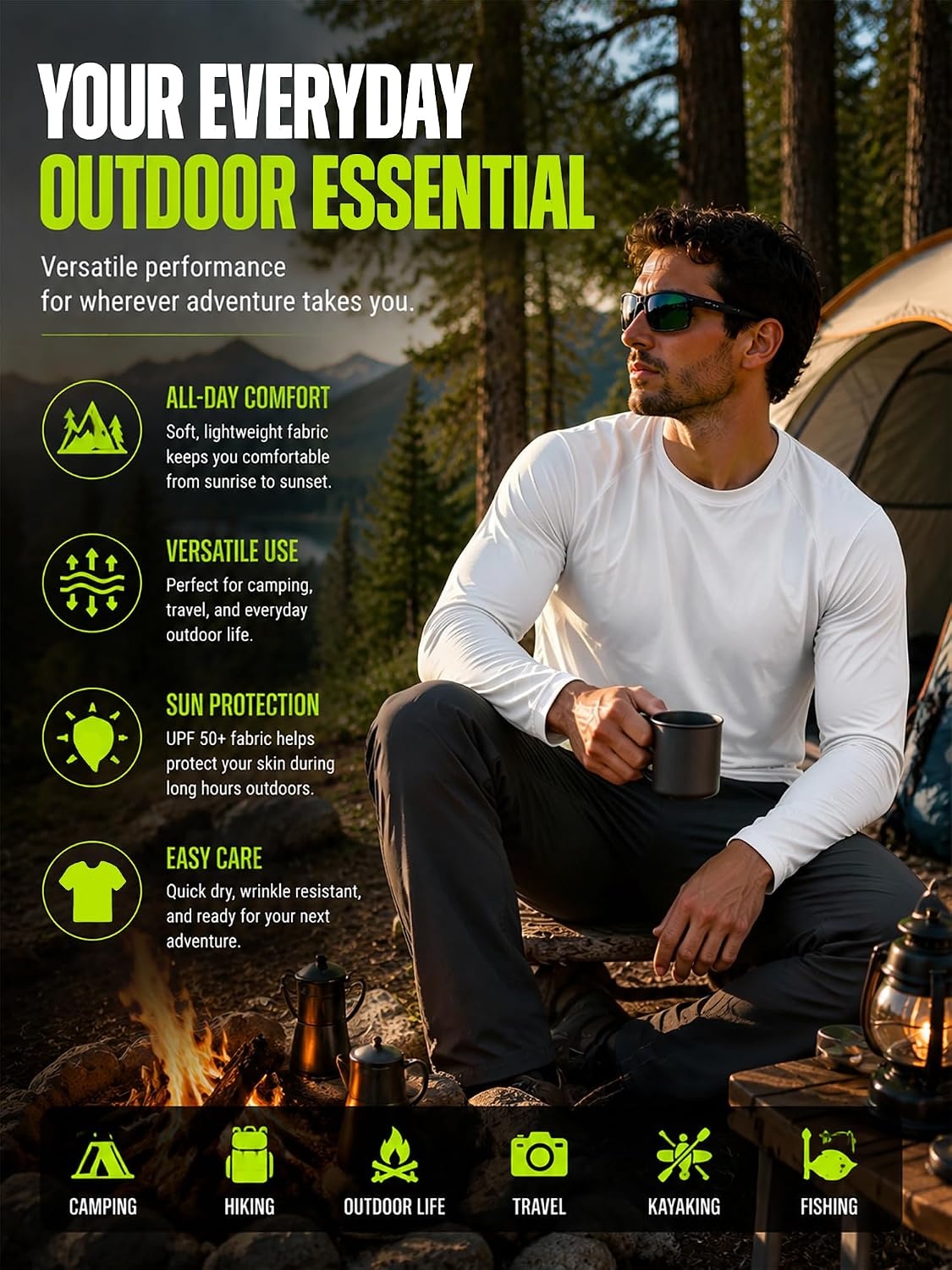 image:image2Pack UV Shirts for Men Long Sleeve Shirt UPF Cooling Shirt Breathable Dry Fit Tshirt Sun Protection Shirts for Men