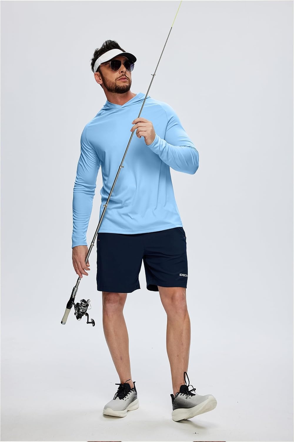 image:imageZITY 5 Pack Mens UPF 50 Hoodie Shirts Sun Protection Athletic Fast Dry Lightweight Rashguard for Fishing Hiking Workout1light Blue
