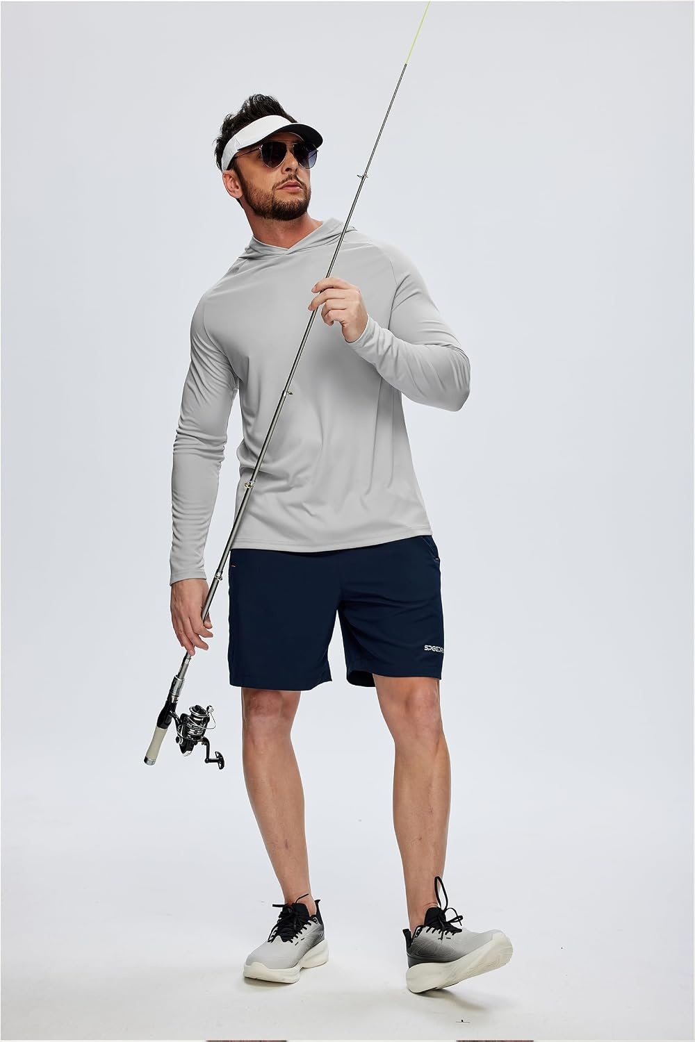 image:imageZITY 5 Pack Mens UPF 50 Hoodie Shirts Sun Protection Athletic Fast Dry Lightweight Rashguard for Fishing Hiking Workout1light Gray