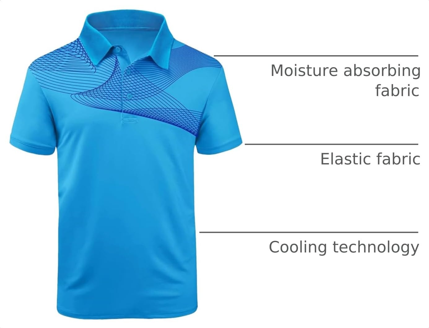 image:imageZITY Golf Polo Shirts for Men Short Sleeve UPF 50 Athletic Tennis TShirt Machine Wash Casual Business Tennis Work Outdoor Moisture Wicking QuickDrying Breathable Stretchy Print PatternsBlue Purple