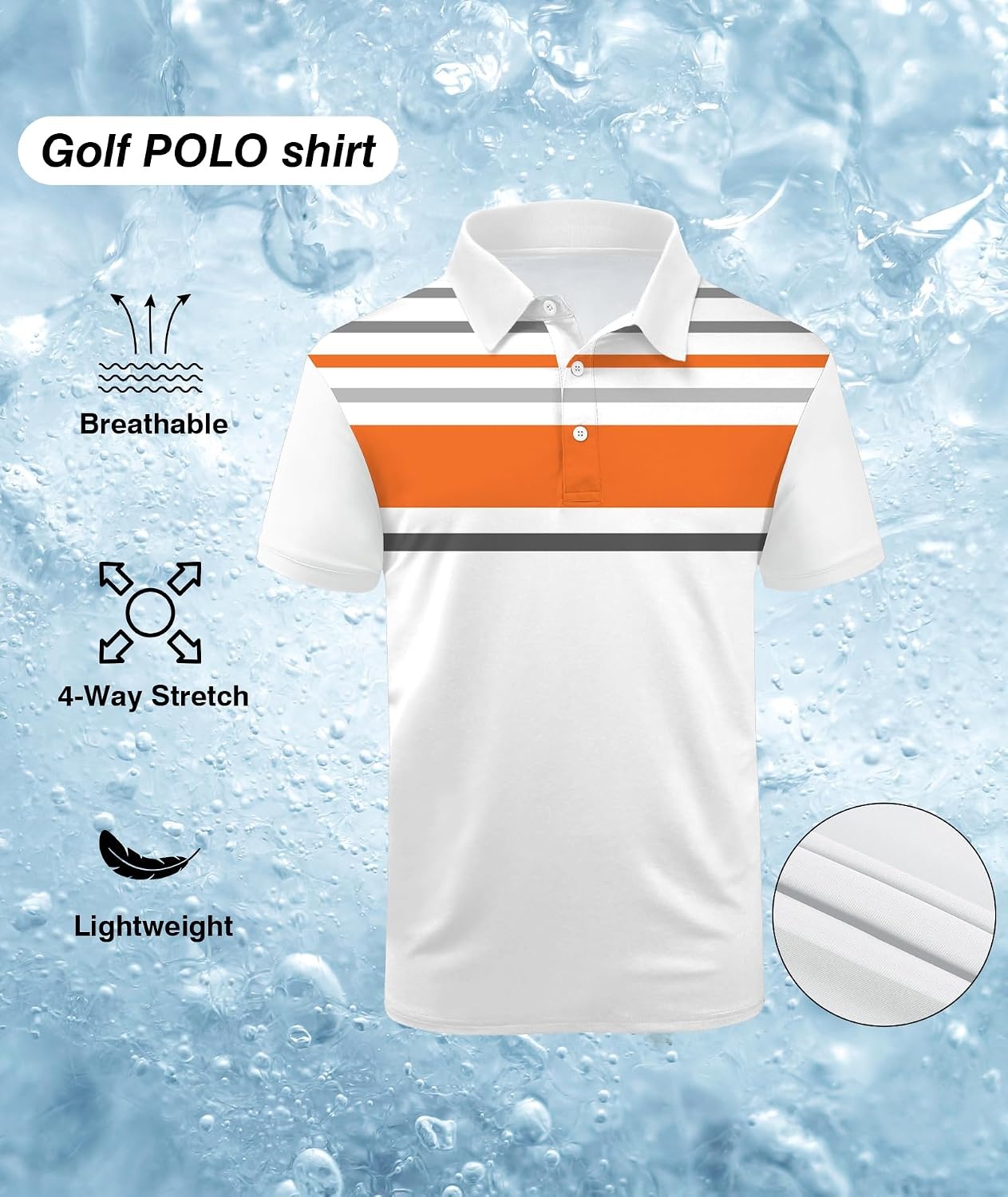 image:imageZITY Golf Polo Shirts for Men Short Sleeve UPF 50 Athletic Tennis TShirt Machine Wash Casual Business Tennis Work Outdoor Moisture Wicking QuickDrying Breathable Stretchy Print PatternsOrange