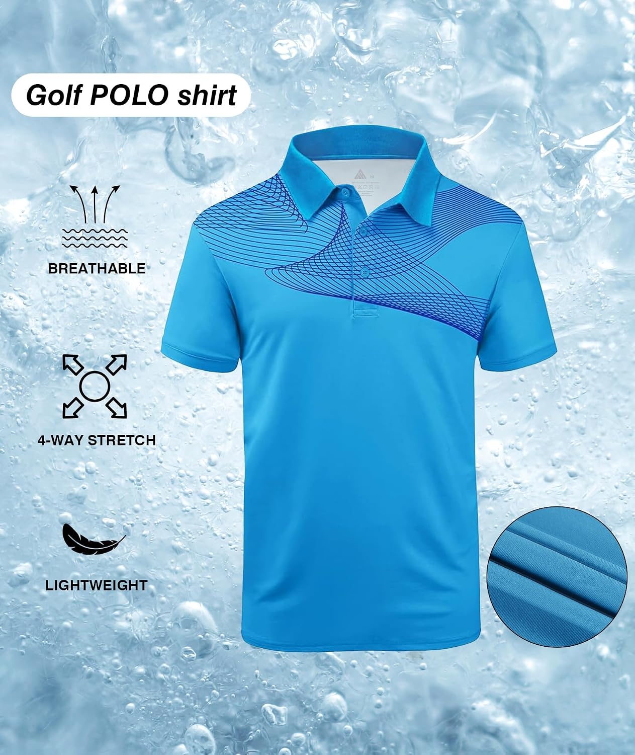 image:imageZITY Golf Polo Shirts for Men Short Sleeve UPF 50 Athletic Tennis TShirt Machine Wash Casual Business Tennis Work Outdoor Moisture Wicking QuickDrying Breathable Stretchy Print PatternsBlue Purple