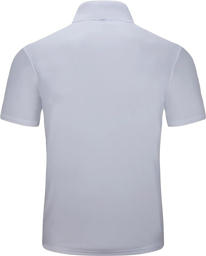 image:imageZITY Golf Polo Shirts for Men Short Sleeve UPF 50 Athletic Tennis TShirt Machine Wash Casual Business Tennis Work Outdoor Moisture Wicking QuickDrying Breathable Stretchy Print PatternsWhite Blue