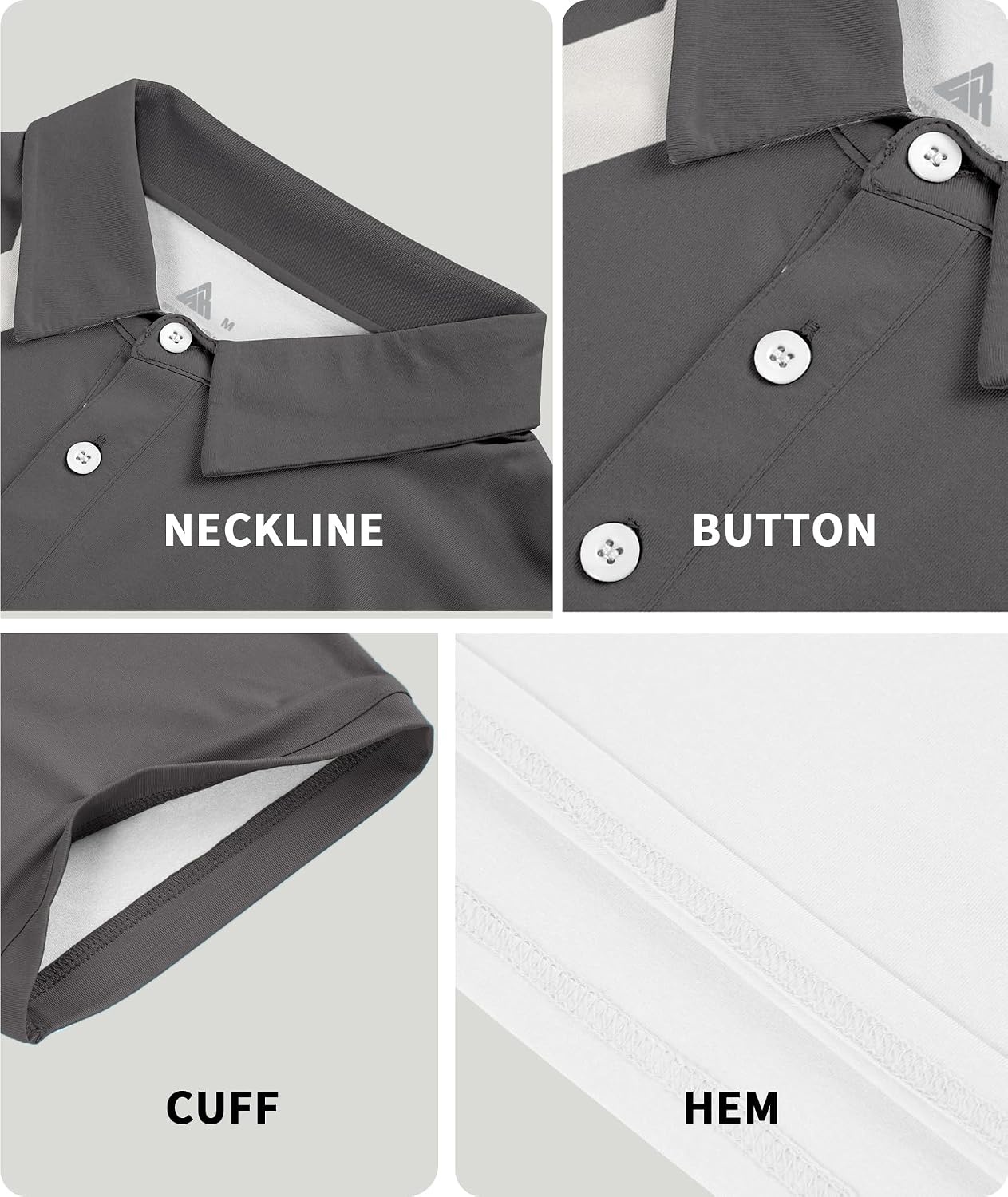 image:imageZITY Golf Polo Shirts for Men Short Sleeve UPF 50 Athletic Tennis TShirt Machine Wash Casual Business Tennis Work Outdoor Moisture Wicking QuickDrying Breathable Stretchy Print PatternsBlack Dark Grey