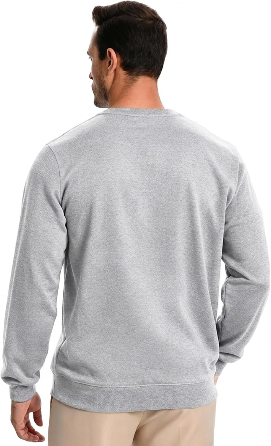 image:imageZITY Mens Athletic Crewneck Sweatshirt Classic Versatile Lightweight Long Sleeve Sweatshirts for MenSport Gray