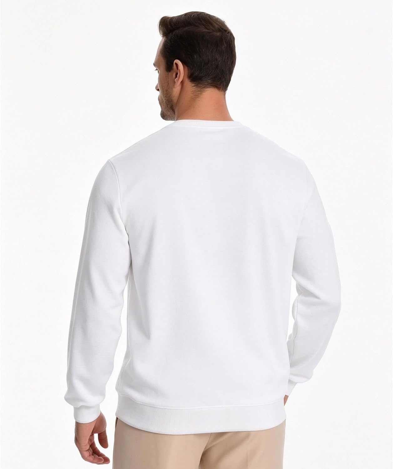 image:imageZITY Mens Athletic Crewneck Sweatshirt Classic Versatile Lightweight Long Sleeve Sweatshirts for MenWhite