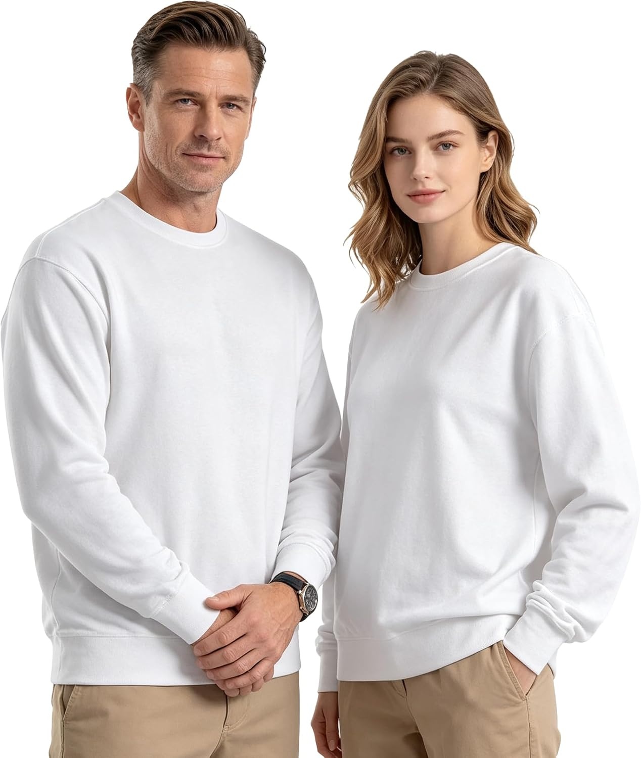 image:imageZITY Mens Athletic Crewneck Sweatshirt Classic Versatile Lightweight Long Sleeve Sweatshirts for MenWhite