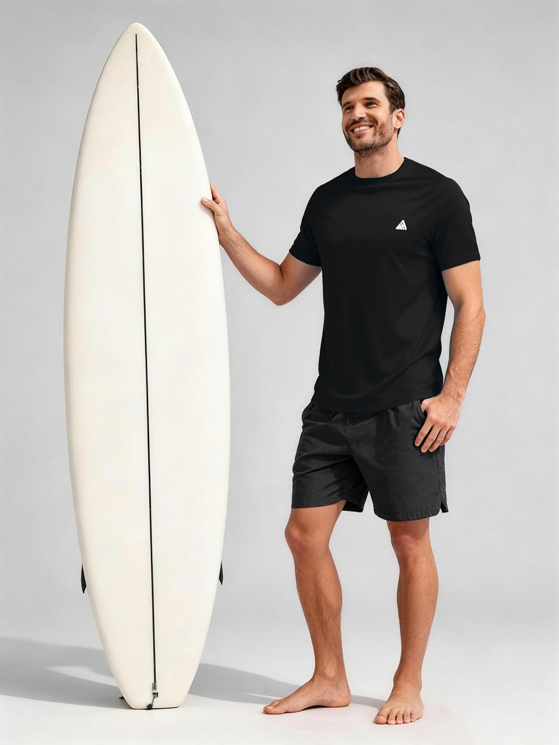 image:imageZITY Mens Athletic Workout Shirt Short Sleeve Quick Dry Swim Shirts UPF 50 Fishing Rash Guard TShirtsBlack