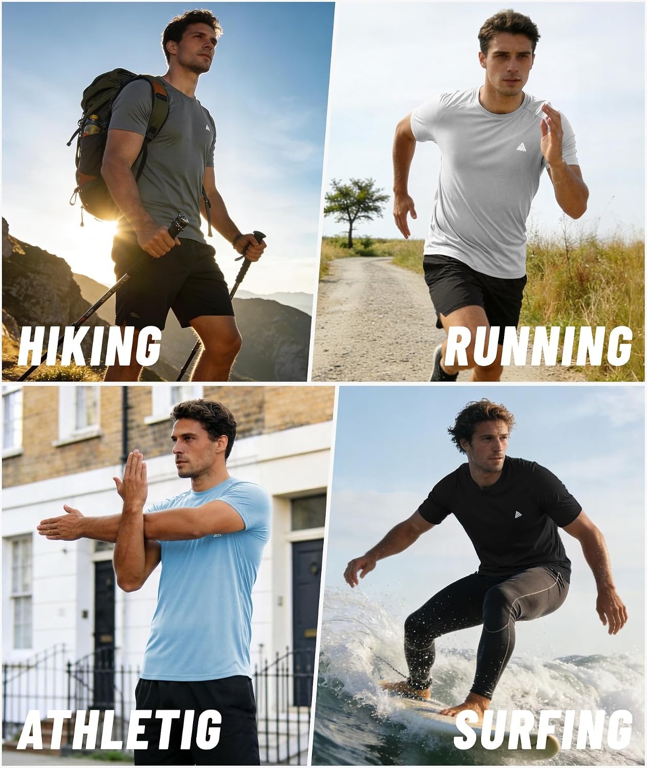 image:imageZITY Mens Athletic Workout Shirt Short Sleeve Quick Dry Swim Shirts UPF 50 Fishing Rash Guard TShirtsBlue