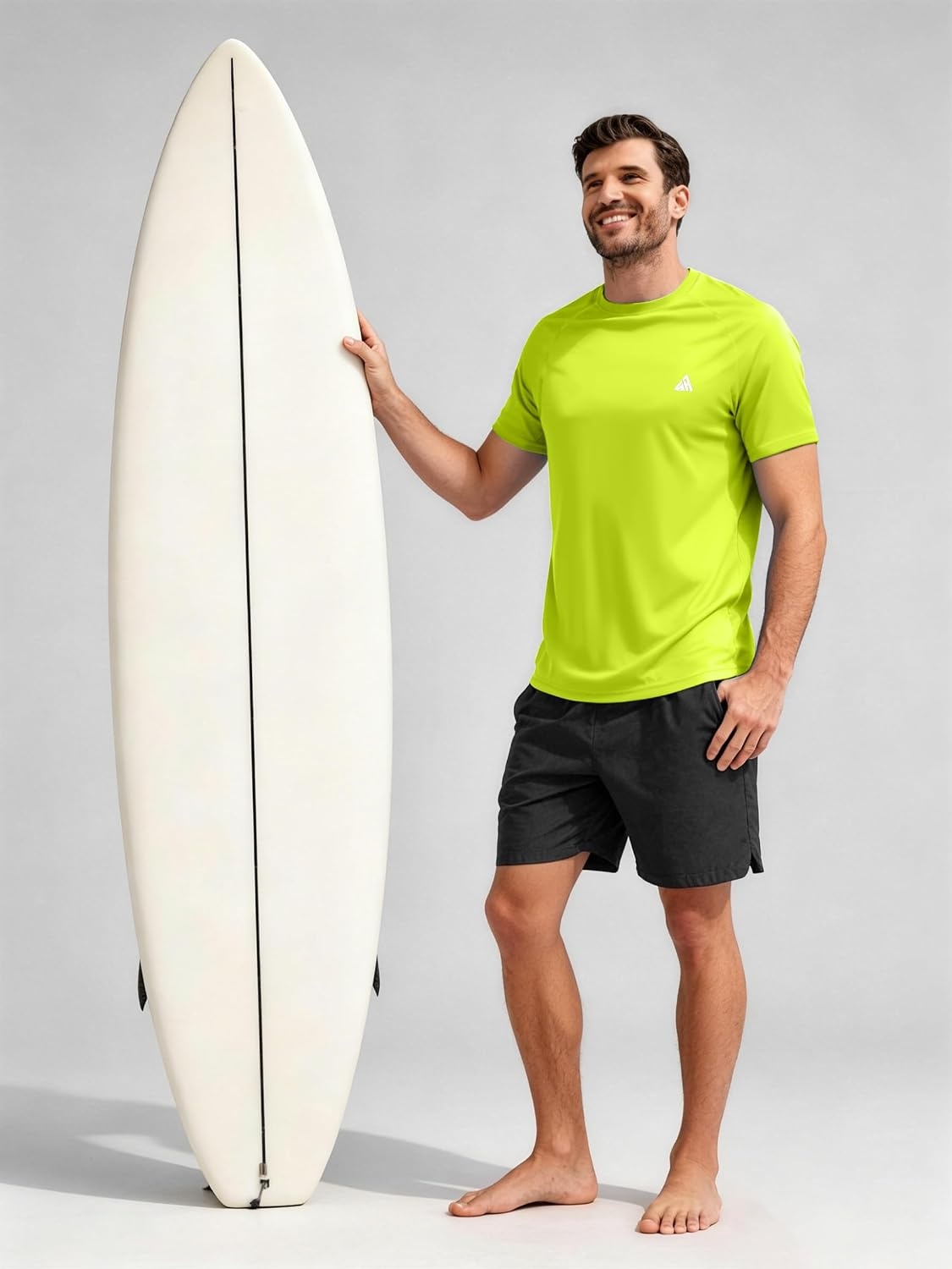 image:imageZITY Mens Athletic Workout Shirt Short Sleeve Quick Dry Swim Shirts UPF 50 Fishing Rash Guard TShirtsGreen