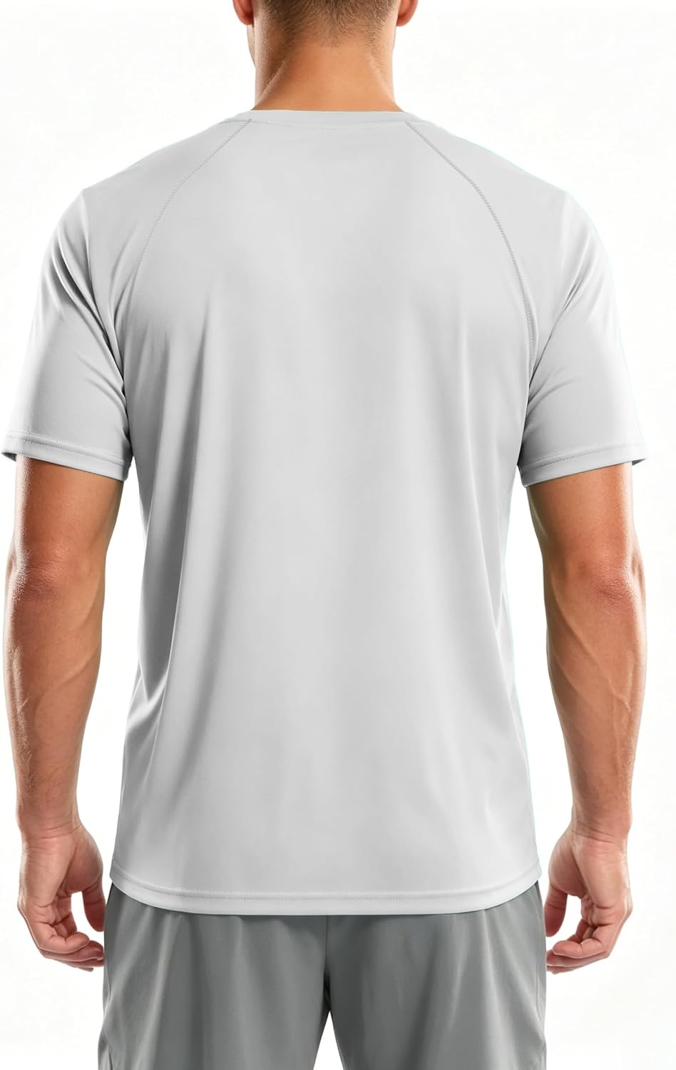 image:imageZITY Mens Athletic Workout Shirt Short Sleeve Quick Dry Swim Shirts UPF 50 Fishing Rash Guard TShirtsLight Grey