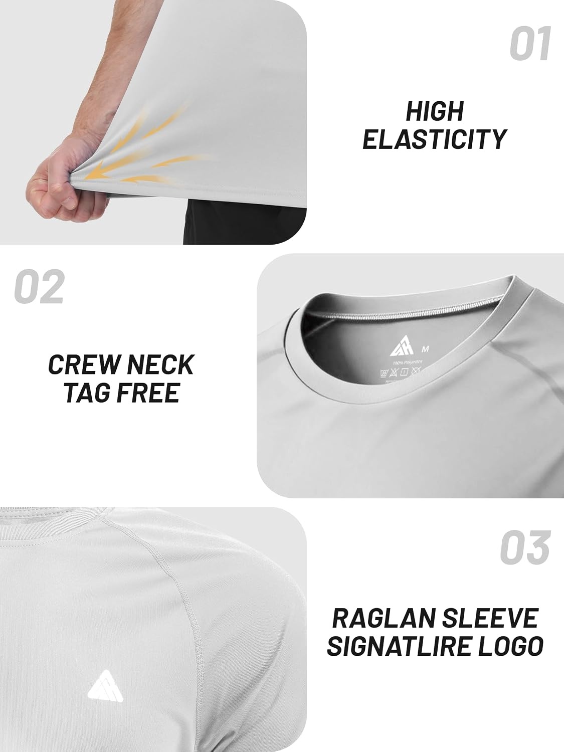image:imageZITY Mens Athletic Workout Shirt Short Sleeve Quick Dry Swim Shirts UPF 50 Fishing Rash Guard TShirtsLight Grey