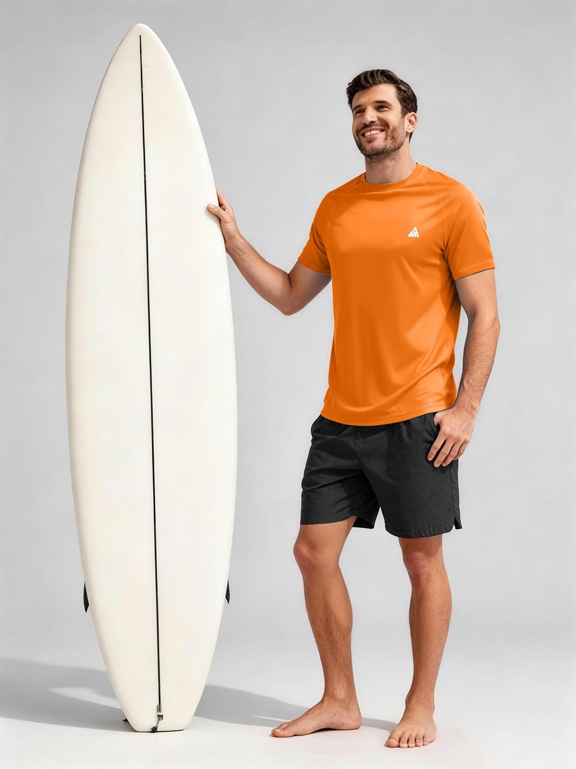 image:imageZITY Mens Athletic Workout Shirt Short Sleeve Quick Dry Swim Shirts UPF 50 Fishing Rash Guard TShirtsOrange
