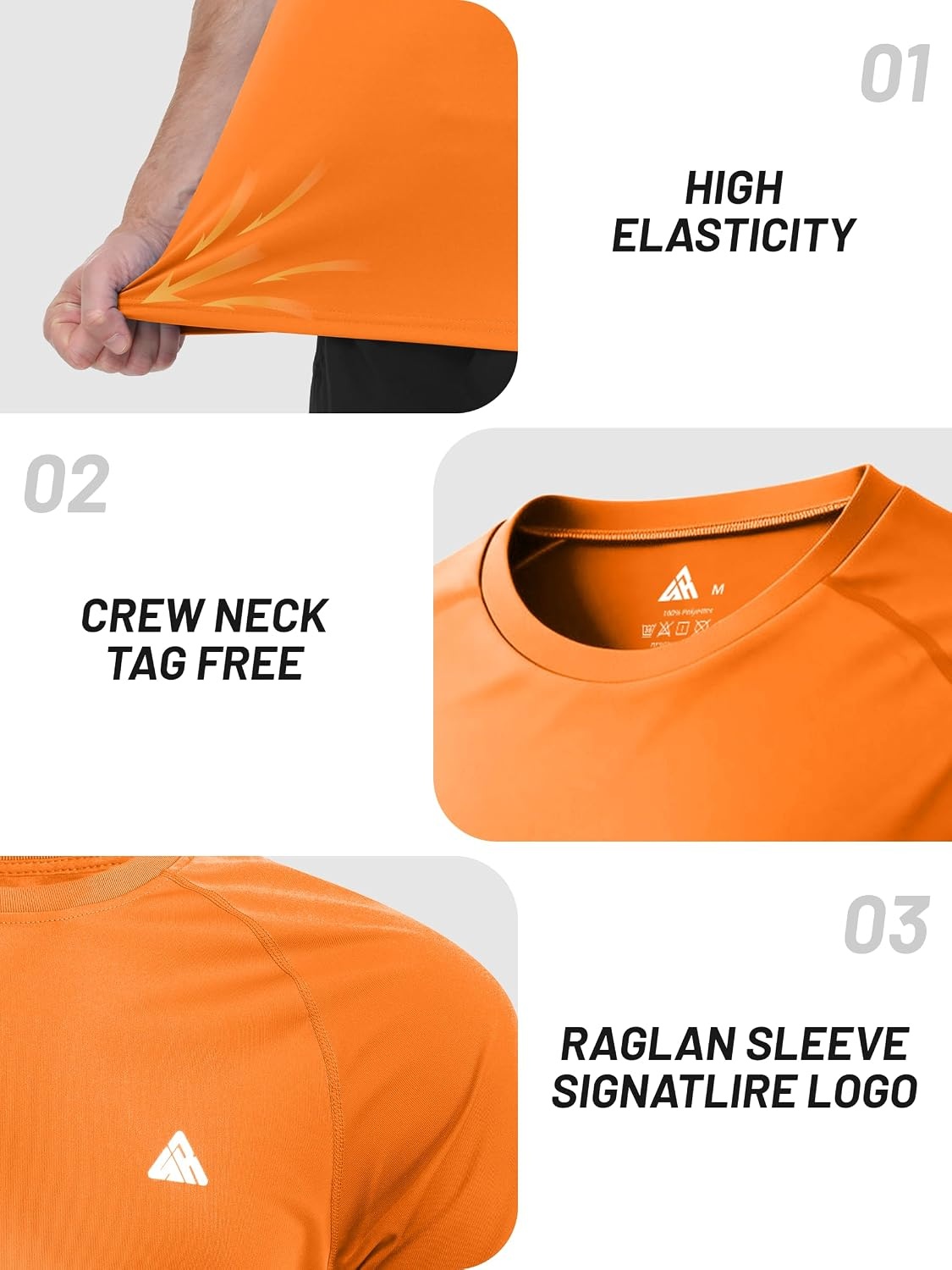 image:imageZITY Mens Athletic Workout Shirt Short Sleeve Quick Dry Swim Shirts UPF 50 Fishing Rash Guard TShirtsOrange