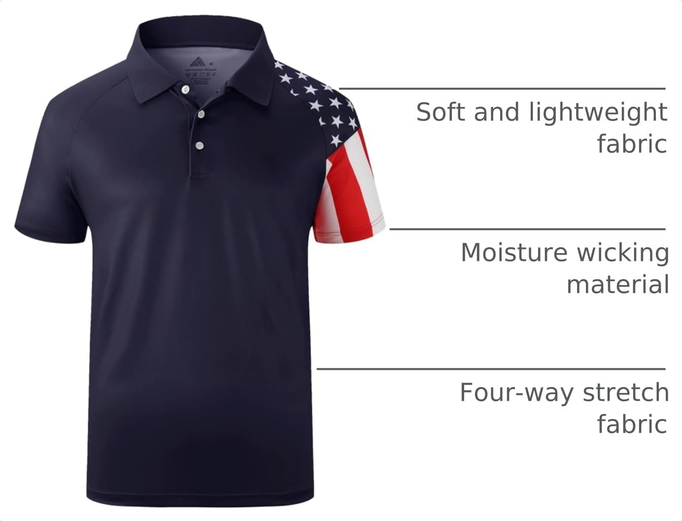 image:imageZITY Mens Golf Short Sleeve Moisture Wicking Polos with Print Patterns UPF 50Performance Collared TshirtStretchyLightweightBreathableTeam TrainingTennisAthleticOutdoorCampingBusinessDark Blue