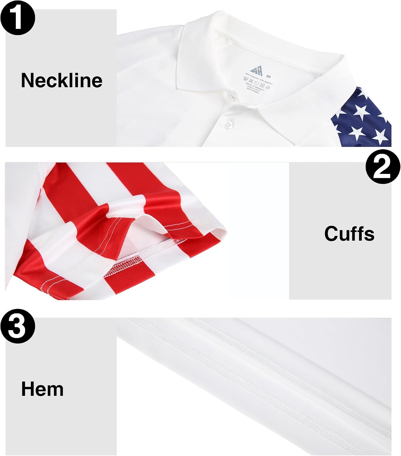 image:imageZITY Mens Golf Short Sleeve Moisture Wicking Polos with Print Patterns UPF 50Performance Collared TshirtStretchyLightweightBreathableTeam TrainingTennisAthleticOutdoorCampingBusinessWhite