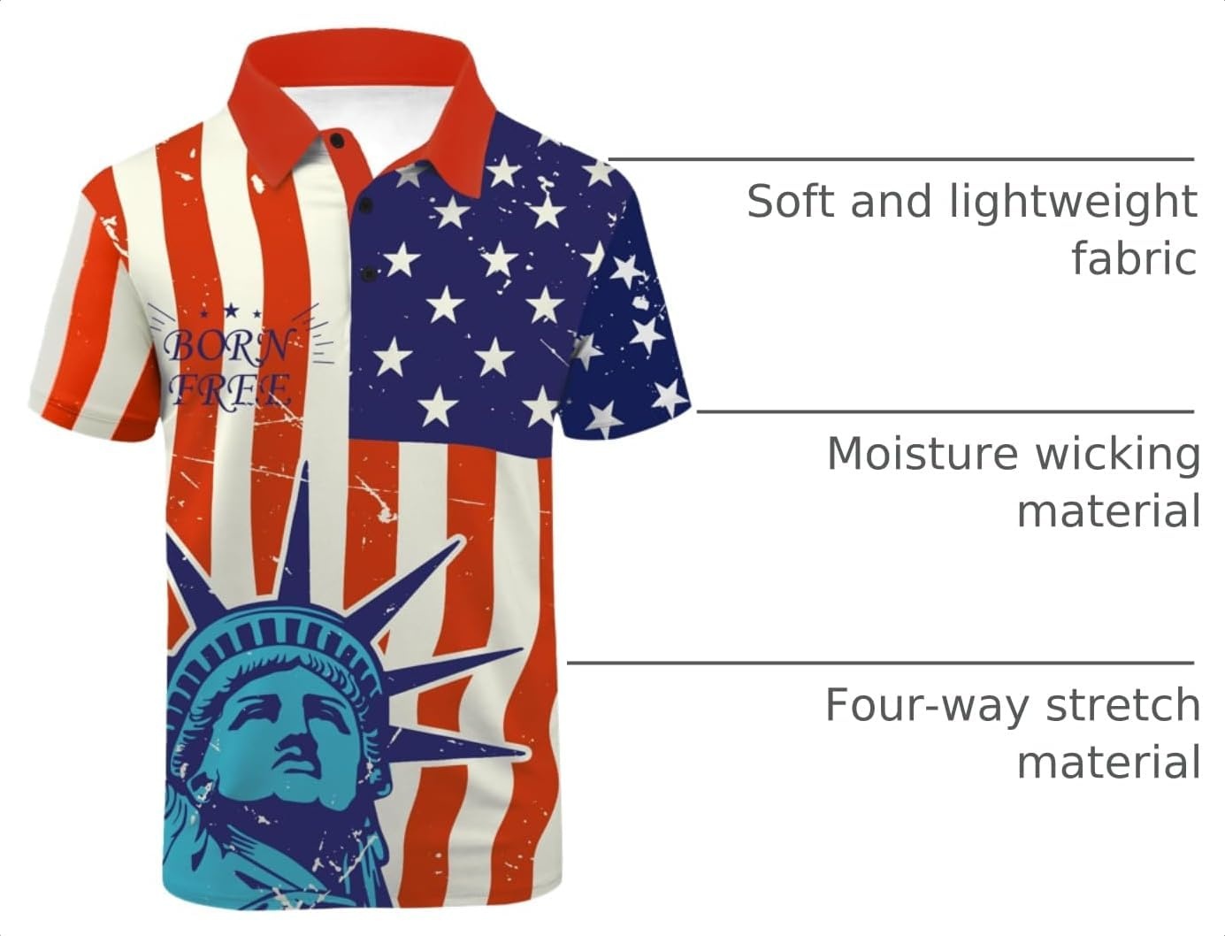 image:imageZITY Mens Golf Short Sleeve Moisture Wicking Polos with Print Patterns UPF 50Performance Collared TshirtStretchyLightweightBreathableTeam TrainingTennisAthleticOutdoorCampingBusinessNavy Red