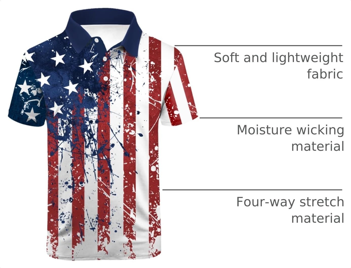 image:imageZITY Mens Golf Short Sleeve Moisture Wicking Polos with Print Patterns UPF 50Performance Collared TshirtStretchyLightweightBreathableTeam TrainingTennisAthleticOutdoorCampingBusinessWine Red